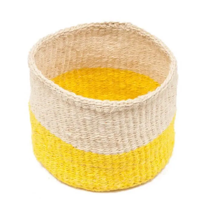 Yellow Colour Block Sisal Basket