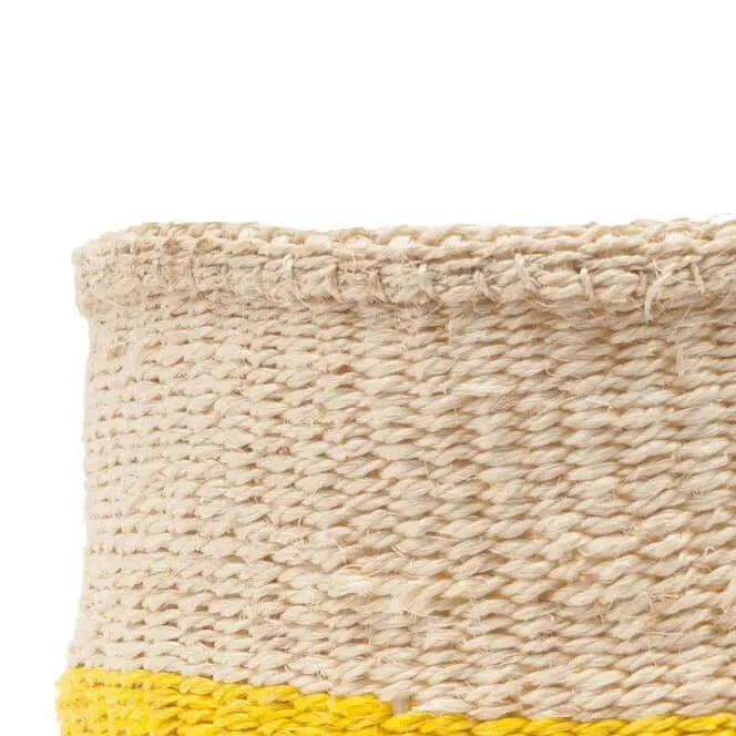 Yellow Colour Block Sisal Basket