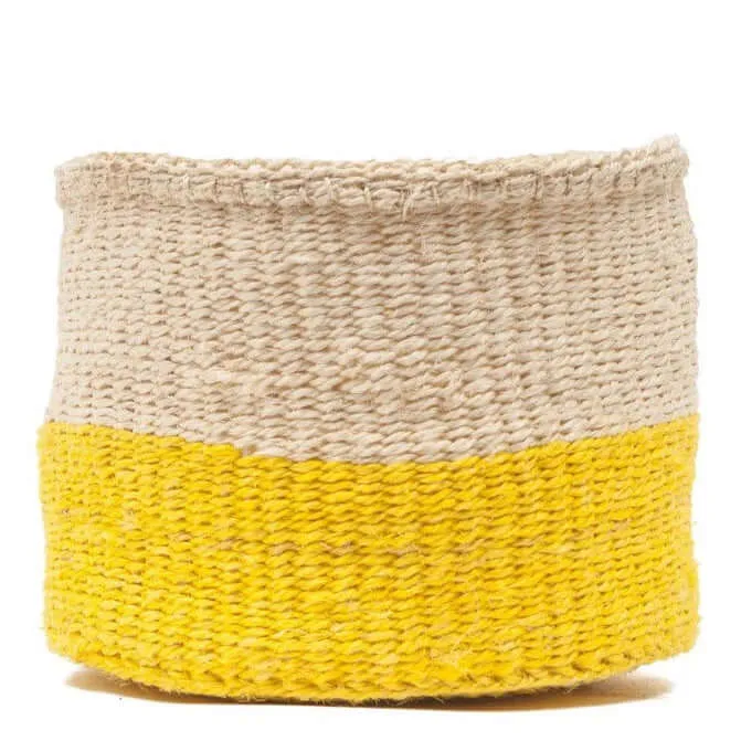 Yellow Colour Block Sisal Basket